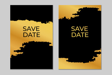 Greeting invitation card template design with graphics on gray background, black and gold tones. Luxury business card design.Vector modern creative and clean business card template