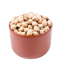 Chickpeas in cup isolated on white background.