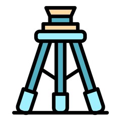Construction tripod icon. Outline construction tripod vector icon color flat isolated