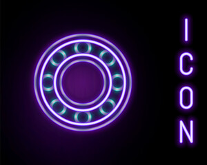 Glowing neon line Bicycle ball bearing icon isolated on black background. Colorful outline concept. Vector