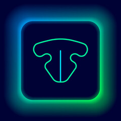 Glowing neon line Cat nose icon isolated on black background. Colorful outline concept. Vector