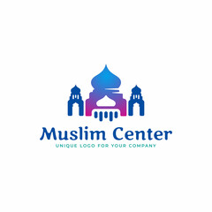 Unique Mosque logo. Islamic logo design template.