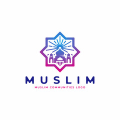 Unique Mosque logo. Islamic logo design template.