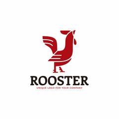 Red rooster logo design template. - obrazy, fototapety, plakaty