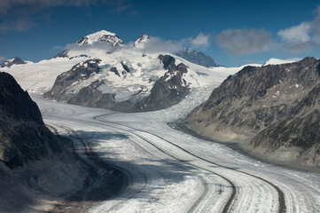 Aletsch glacier - largest glacier in Alps seen from Eggishorn, Jungfrau-Aletsch Protected Area,...