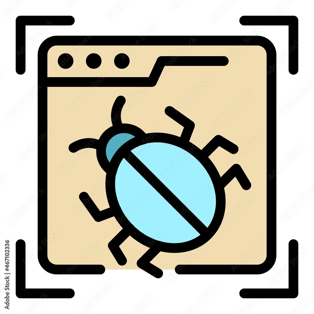 Poster internet bug icon. outline internet bug vector icon color flat isolated