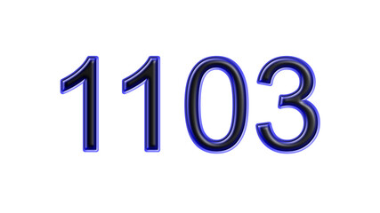 blue 1103 number 3d effect white background