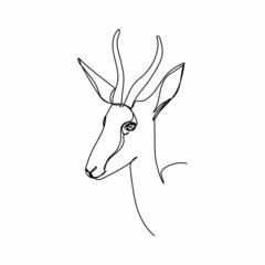 Vector continuous one single line drawing icon of impala in silhouette on a white background. Linear stylized.