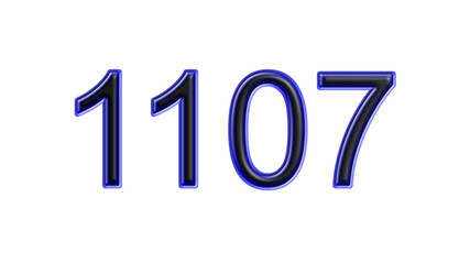 blue 1107 number 3d effect white background