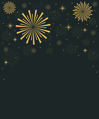 golden fireworks on a dark background for flyers