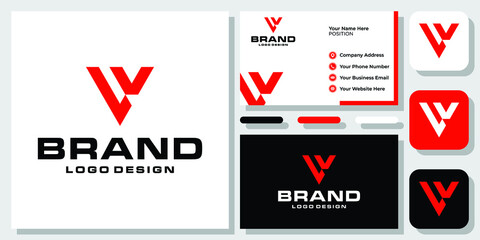 Initial Letter ,  VL Triangle Red Strong Geometric Monogram Logo Design with Business Card Template