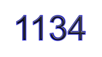 blue 1134 number 3d effect white background
