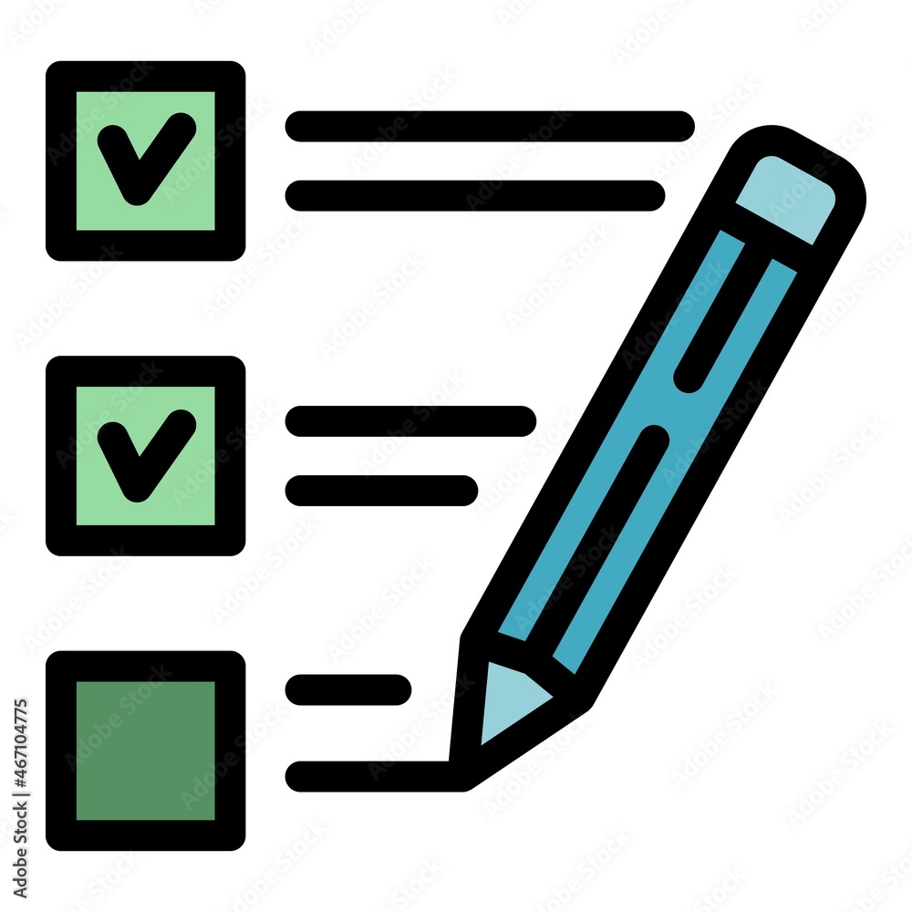 Poster certificate list pen write icon. outline certificate list pen write vector icon color flat isolated