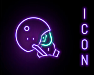 Glowing neon line Modern pilot helmet icon isolated on black background. Colorful outline concept. Vector