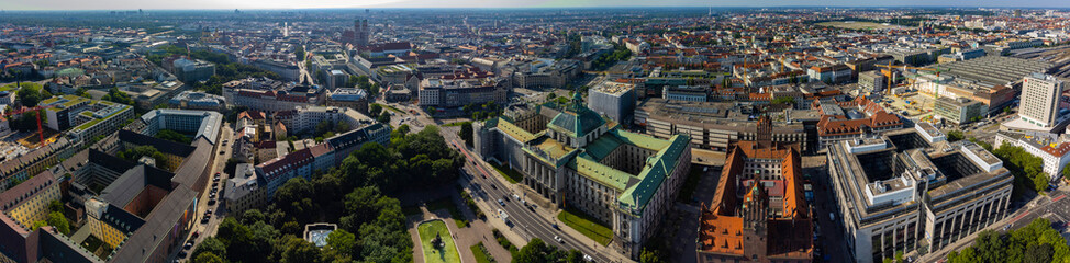 Aerial view around downtown of the city Munich in Bavaria on a sunny day in summer	