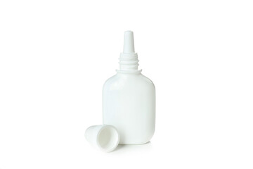 Blank bottle of nasal spray isolated on white background - obrazy, fototapety, plakaty