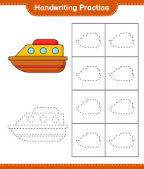 Handwriting practice. Tracing lines of Boat. Educational children game, printable worksheet, vector illustration
