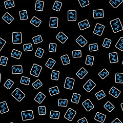 Line Music note, tone icon isolated seamless pattern on black background. Vector