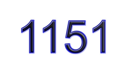 blue 1151 number 3d effect white background