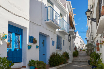 Fototapeta na wymiar Village of Frigiliana, typical streets of the Axarquia in Malaga. Spain
