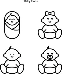 baby icons isolated on white background. baby icon thin line outline linear baby symbol for logo, web, app, UI. baby icon simple sign.