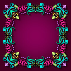 Abstract vector ornamental nature color vintage frame.