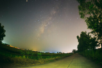 abstract long exposure photography of milky way and star in the night sky.