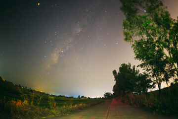abstract long exposure photography of milky way and star in the night sky.