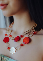 Necklace on the woman neck