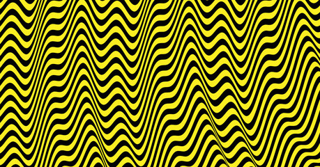 Black and yellow design. Pattern with optical illusion. Abstract striped background. Vector illustration.