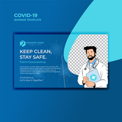Banner template with covid 19
