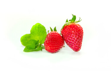 freshly picked organic strawberry isolated over white background, healthy eating. 