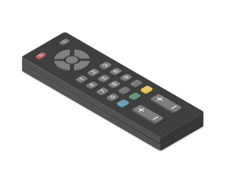 TV remote control. Isometric colored Illustration. 3d image. Isolated on white background. 