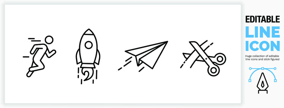 Editable Line Icon Set For Accelerating Start Up Business Design