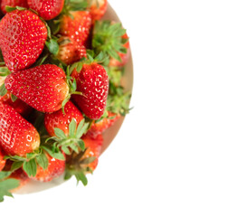 freshly picked organic strawberry isolated over white background, healthy eating. 