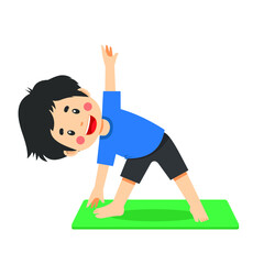 Cute Kid Boy with Yoga Pose