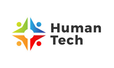 Creative Colorful Human Technology Logo Design Vector Icon Illustrations.