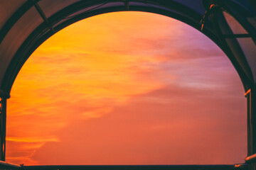 Abstract warm color cloud on blue sky in sunset time background.
