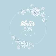 Winter cold minimalist sale label with cold white snowflakes