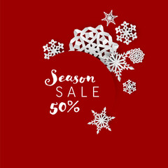 Winter cold minimalist sale label with cold white snowflakes