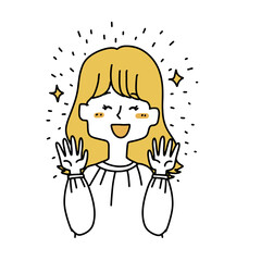 とても嬉しそうなカジュアルな女性