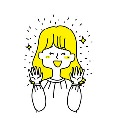 とても嬉しそうなカジュアルな女性