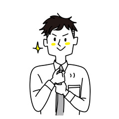 ネクタイを締め直す男性