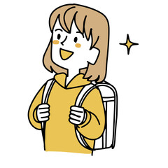 	上を見てキラキラしている小学生の女の子