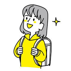 	上を見てキラキラしている小学生の女の子