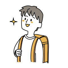 上を見てキラキラしている小学生の男の子