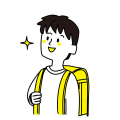 上を見てキラキラしている小学生の男の子