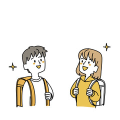 上を見てキラキラしている小学生二人