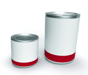 Metal Cans with red paint - Blank Template