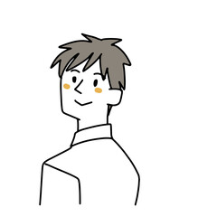 振り向いている男性